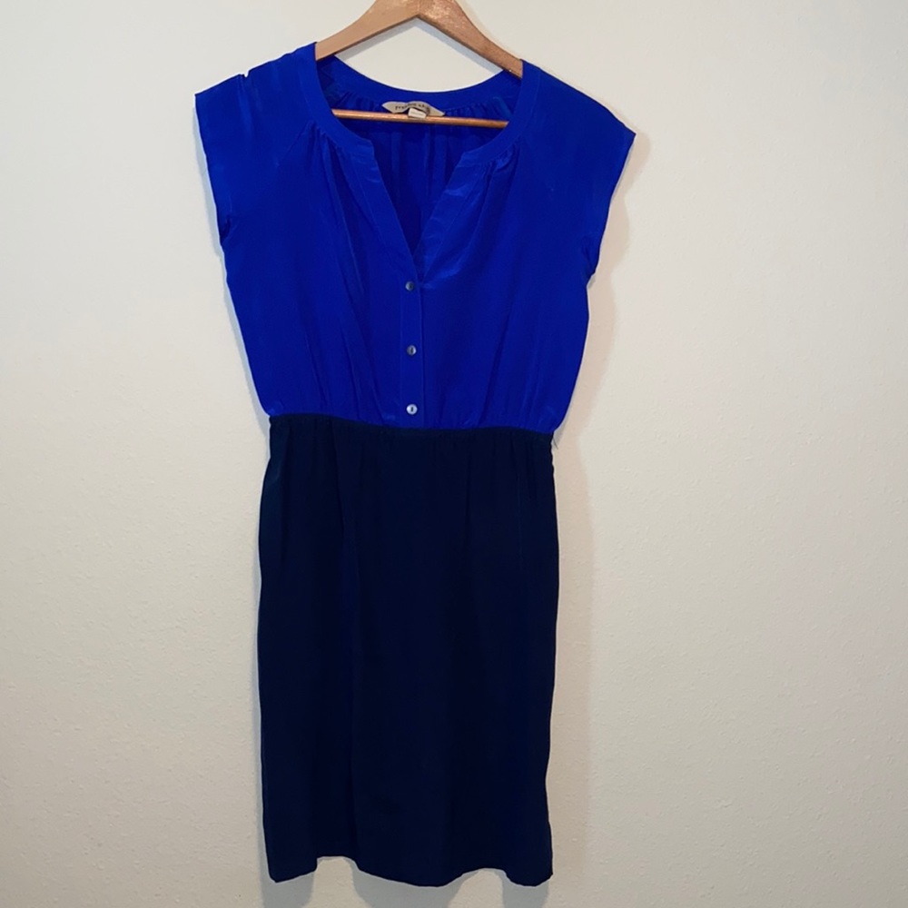 Royal and Navy Blue 100% silk dress